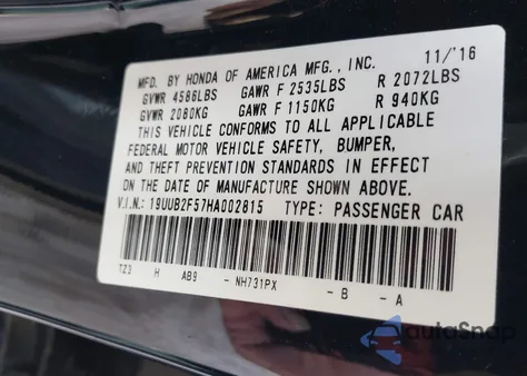 2017 Acura Tlx Technology Package z USA, uszkodzony, nr VIN 19UUB2F57HA002815